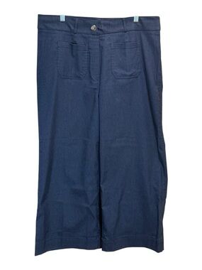 Haver & Blair Wide Leg Crop Pants XL Blue Pull On High Rise Stretch NWT